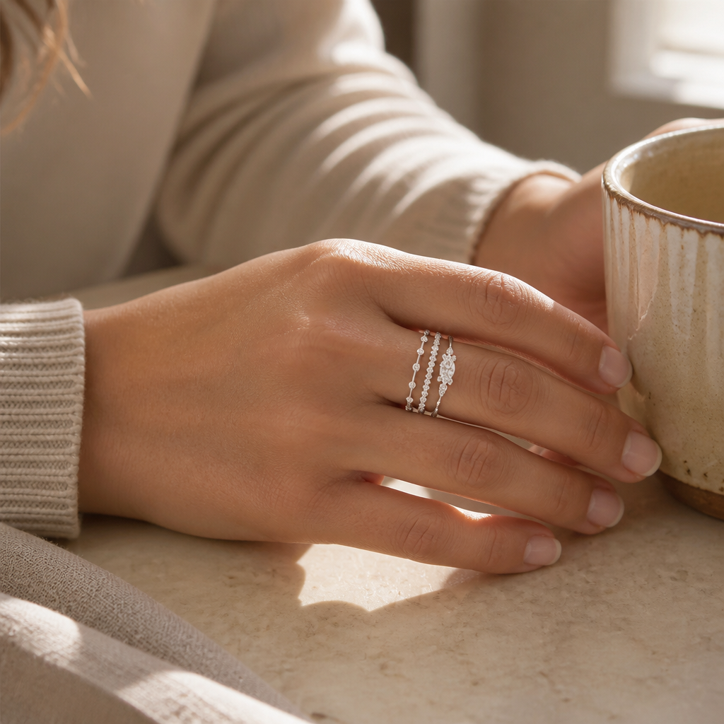 Marquisette – Marquise-Cut Stones 3-Piece Stacking Ring Set