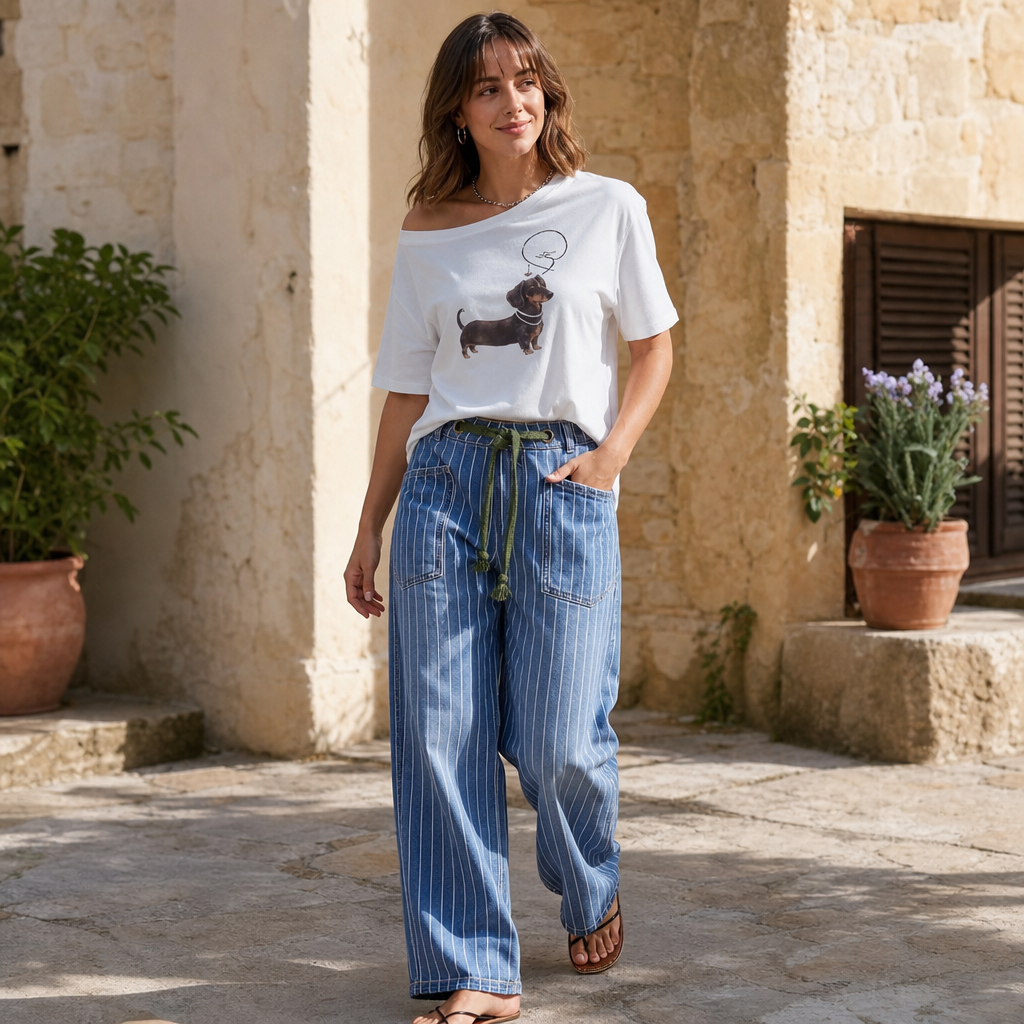 Longleg Denim Co. – Wide-Leg Drawstring Denim look Pants