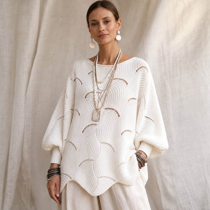 Wearbella – Hollow Wave Batwing Sleeve Sweater