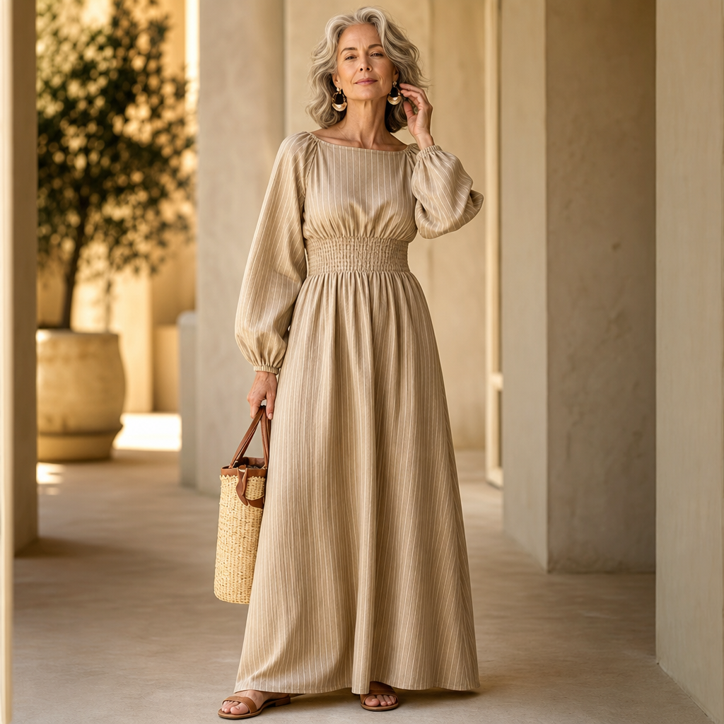 Wovelle – Smocked-Waist Pleated Maxi Dress