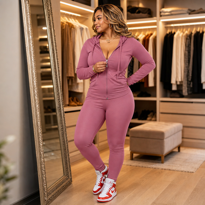 Denimova – Faux-Denim Patchwork Stretch Tracksuit