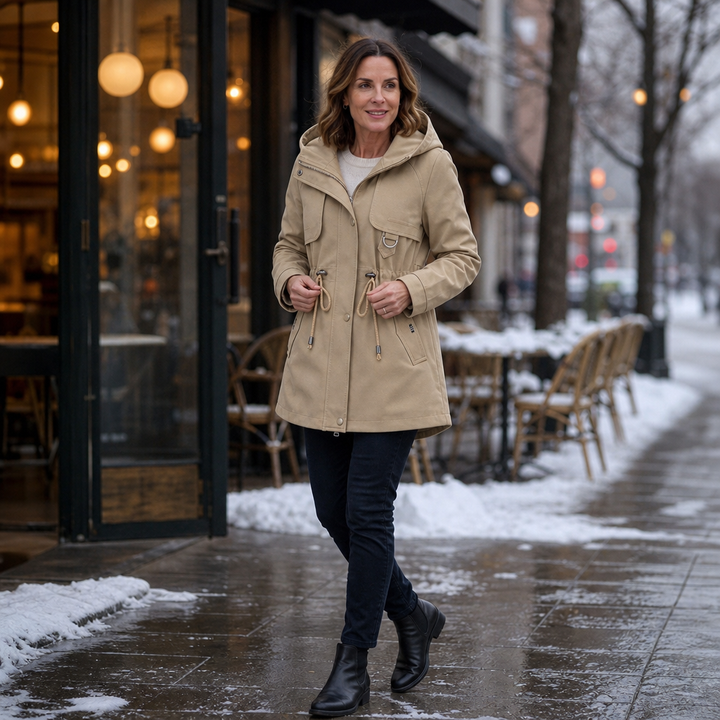 Midluna – Adjustable Waist Mid-Length Parka