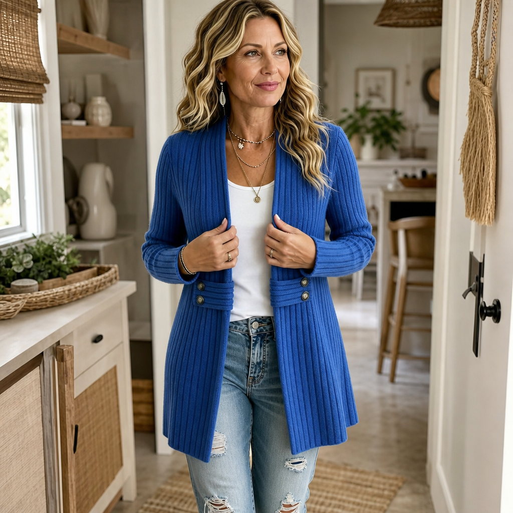 Wearbella – Ribbed Knit Open-Front Cardigan