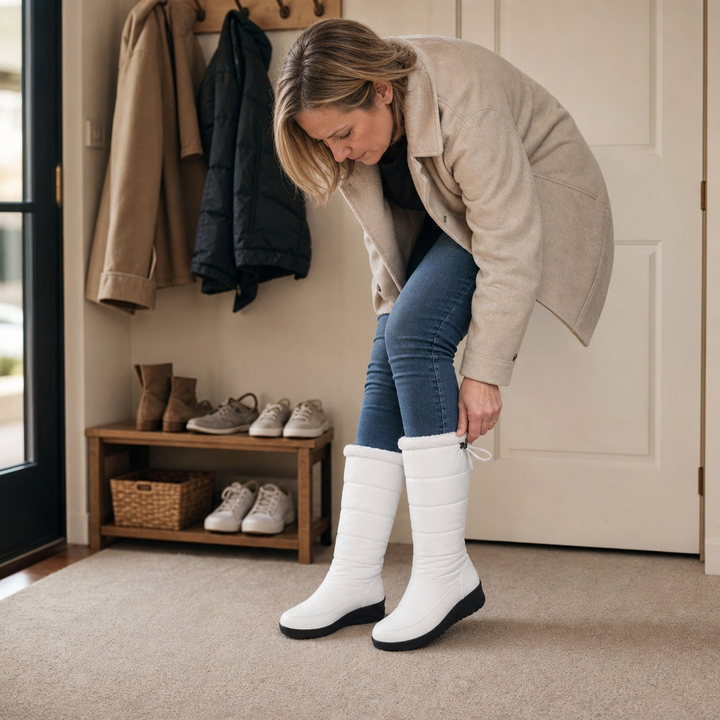 Calevra – Drawstring Over-The-Knee Quilted Snow Boots
