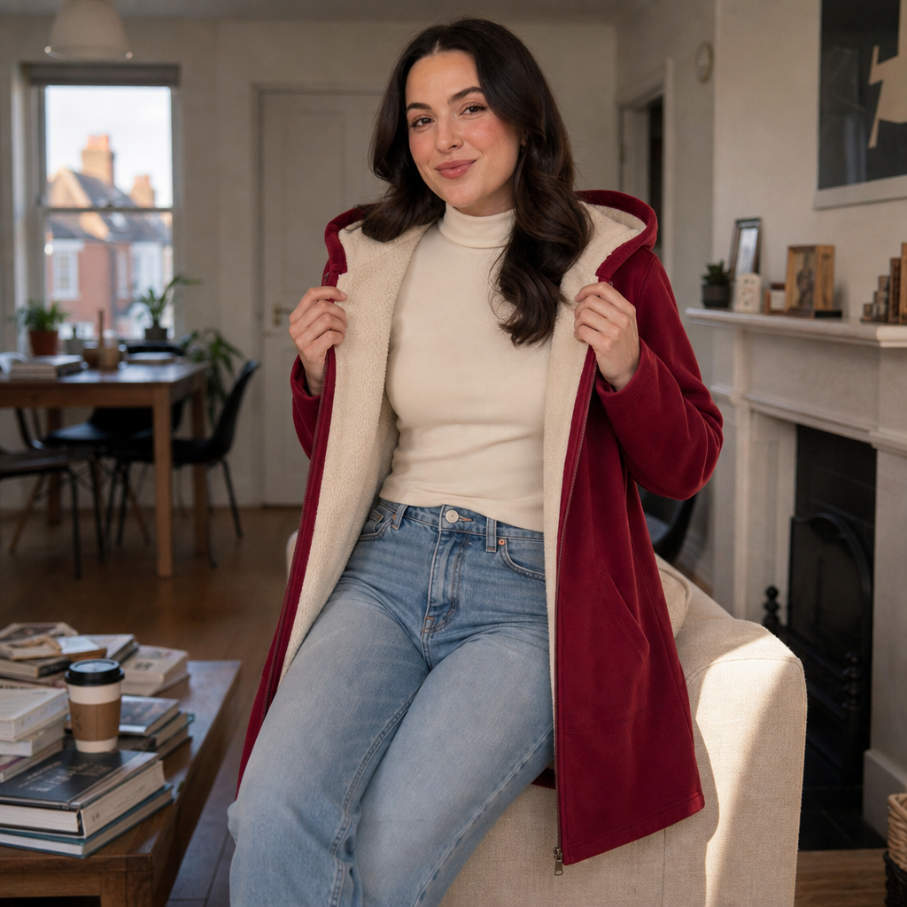 Cozelle – Fleece-Lined Hooded Mid-Length Jacket