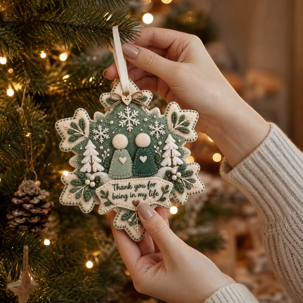 Heartfelt – Layered Felt "Thank You" Keepsake Ornament