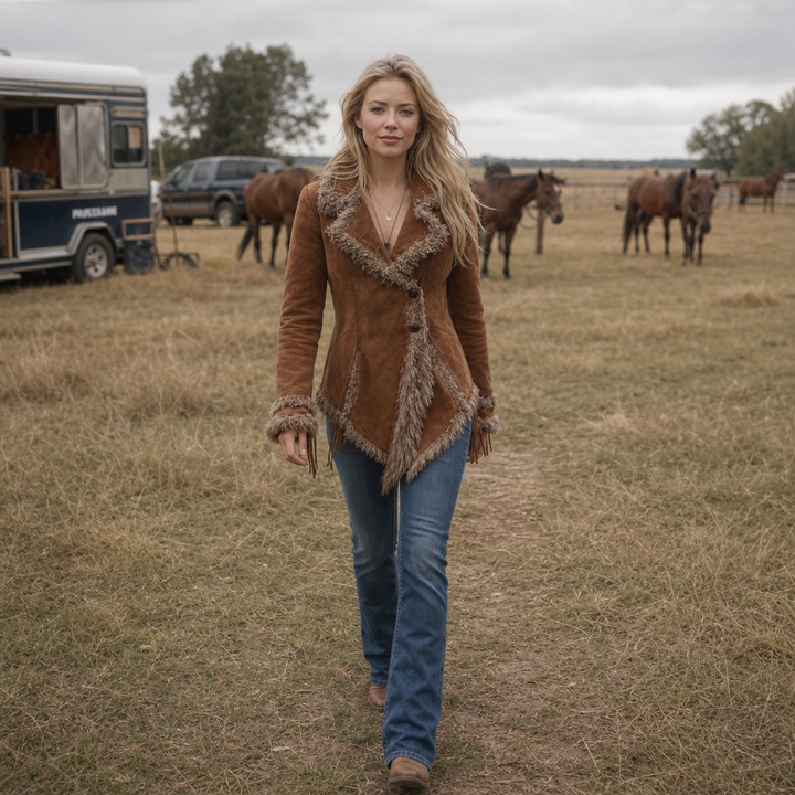 Westella – Faux Suede Fringe Western Jacket