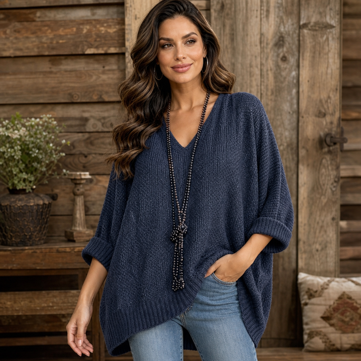 Airloom – Oversized Open-Knit V-Neck Sweater
