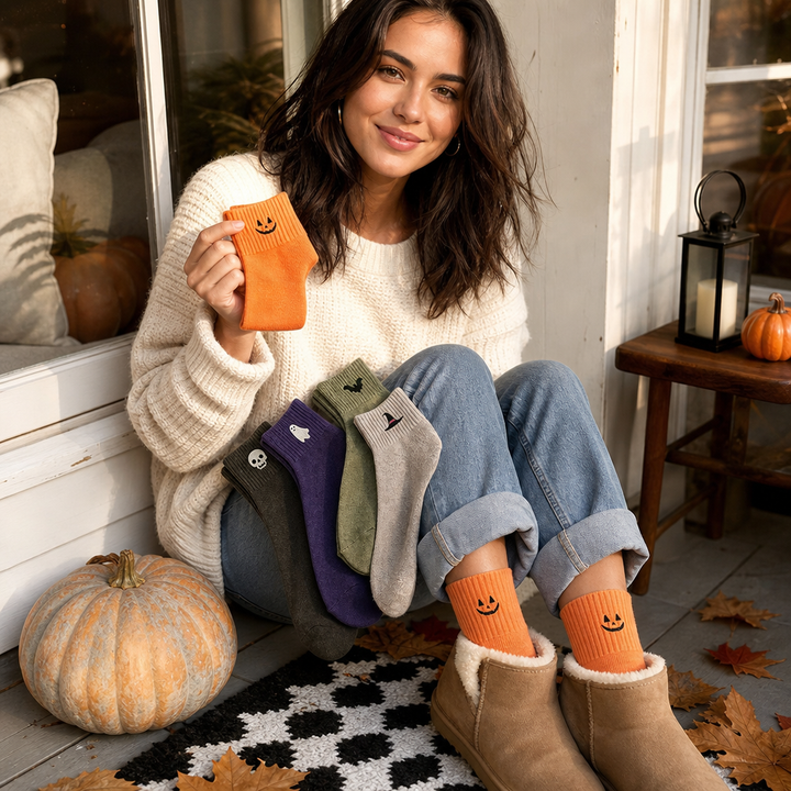 Cuffette – Embroidered Non-Slip Halloween Crew Socks