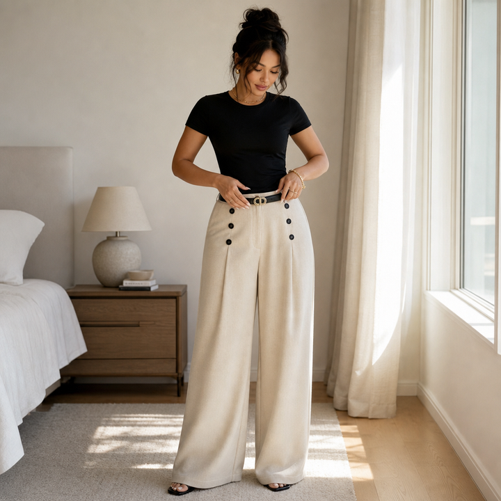 Bellora – High-Waisted Pleated Wide-Leg Trousers