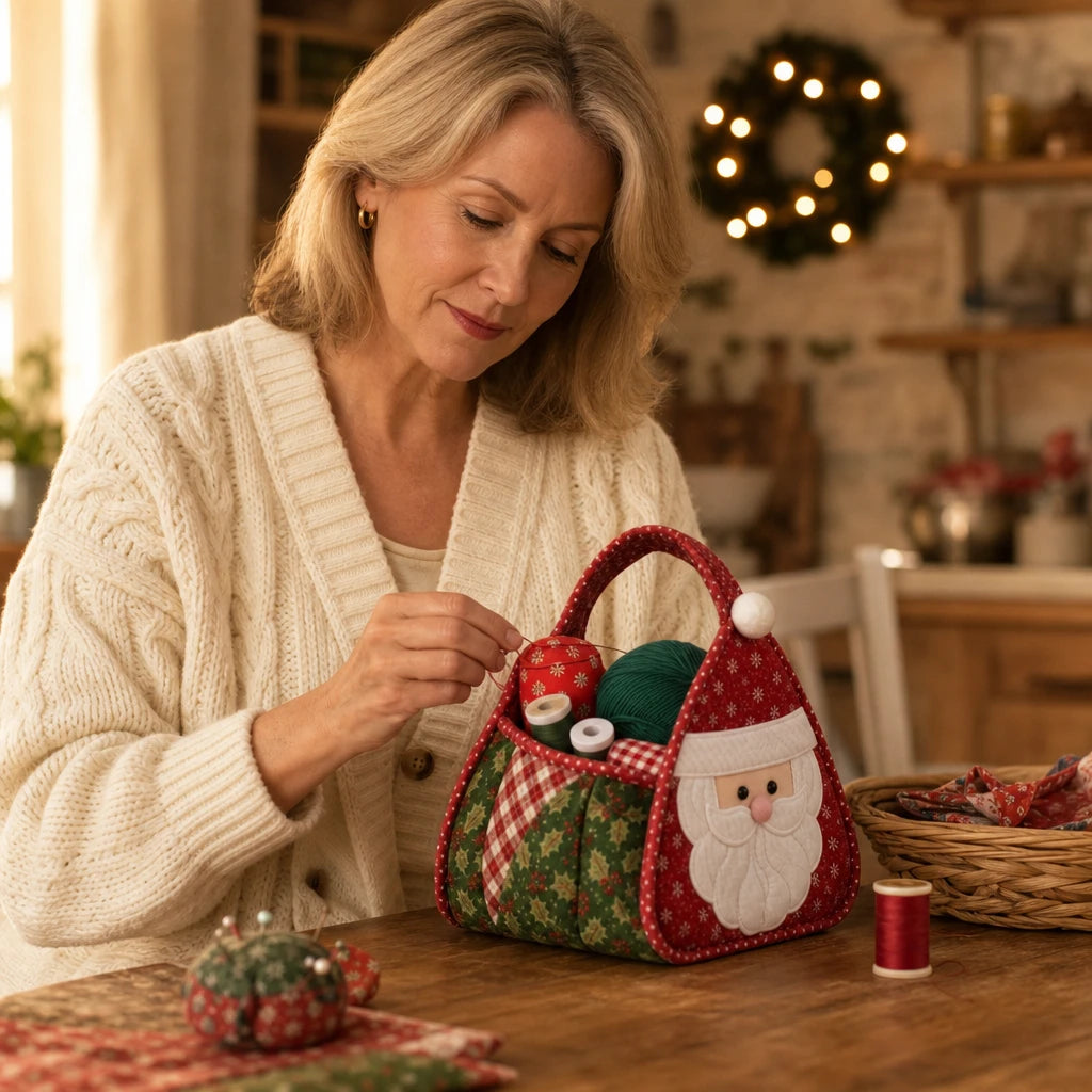 Holly & Stitch – Santa Appliqué Quilted Sewing Basket Kit