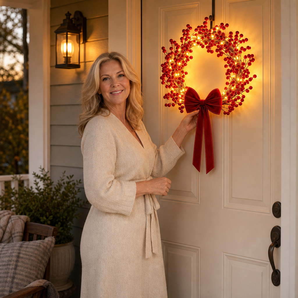 Glowberry – Berry-Diffused Warm Glow LED Wreath