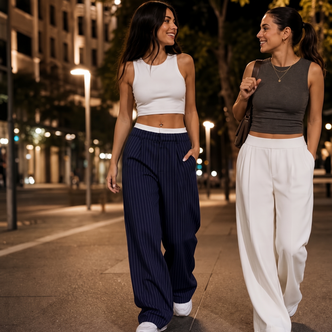Wearbella – Pinstripe High-Waist Wide-Leg Trousers