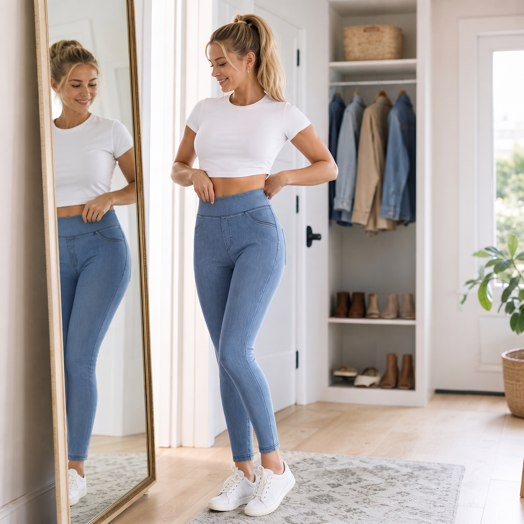 Slimwaist – High-Rise Tapered Ankle Stretch Jeans