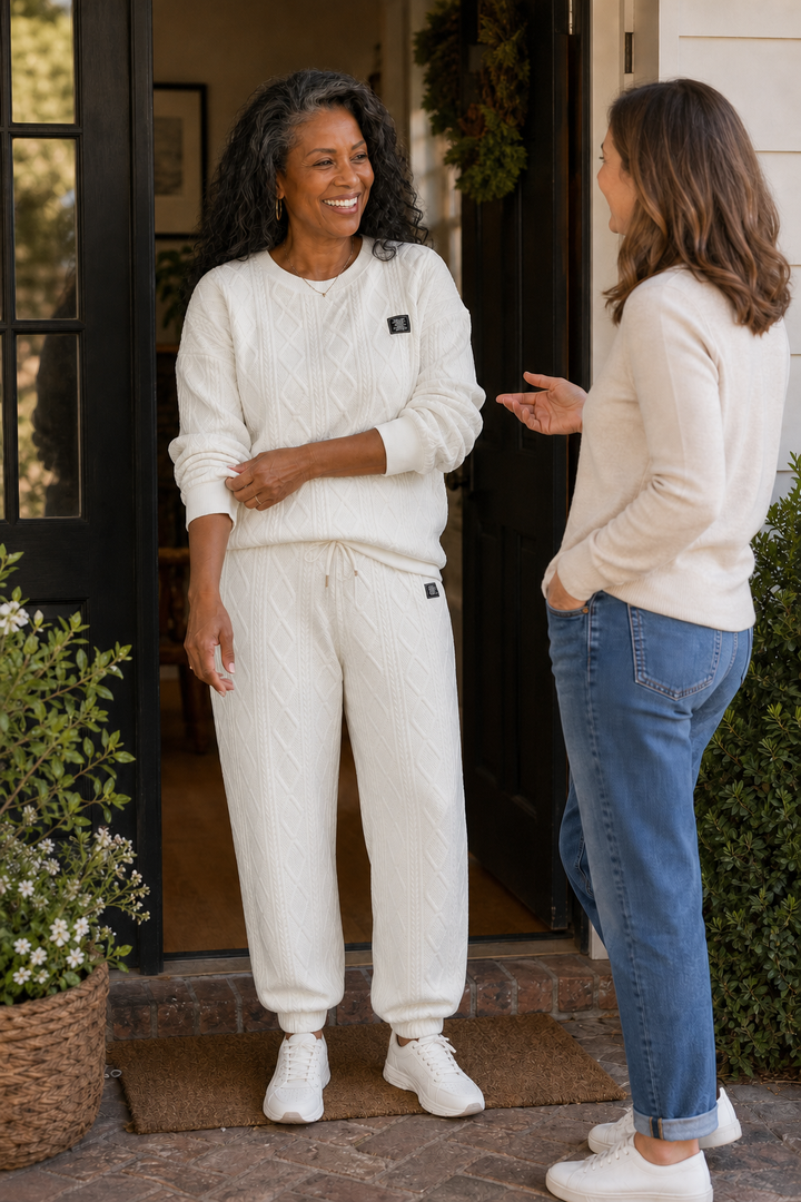 Wearbella – Polyester Knit Sweater And Pants Set
