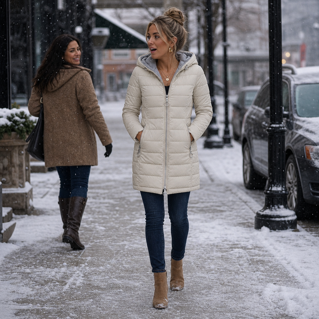 Wintervale – Plush-Lined Hooded Longline Puffer Coat
