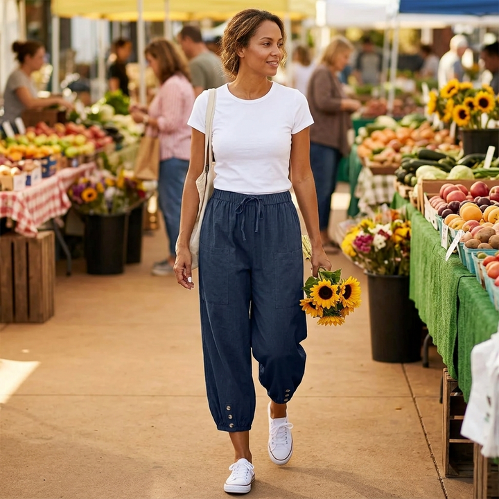 Brezia™ – Relaxed Fit Cotton Linen Capris