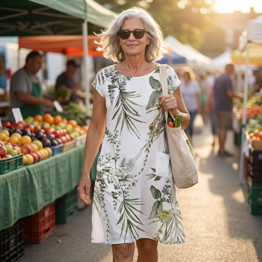 Floressa™ Botanical Print Cotton Pocket Dress