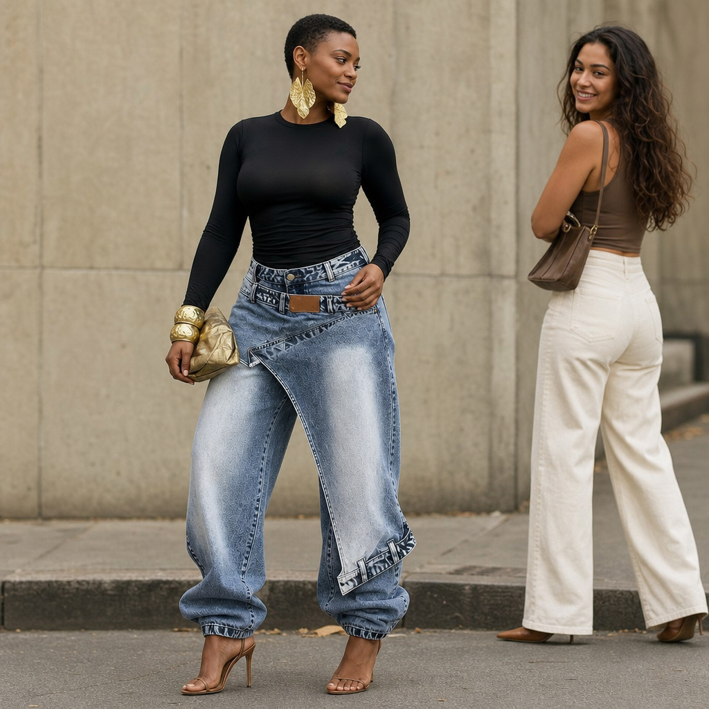 Wearlyn – Asymmetric Wrap-Waist Wide-Leg Jeans
