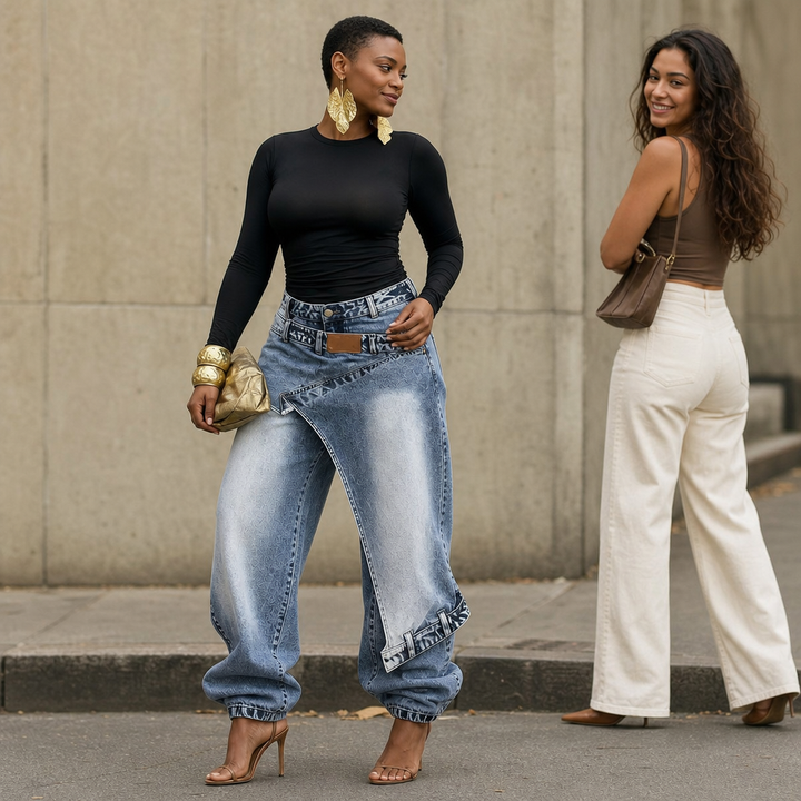 Wearlyn – Asymmetric Wrap-Waist Wide-Leg Jeans