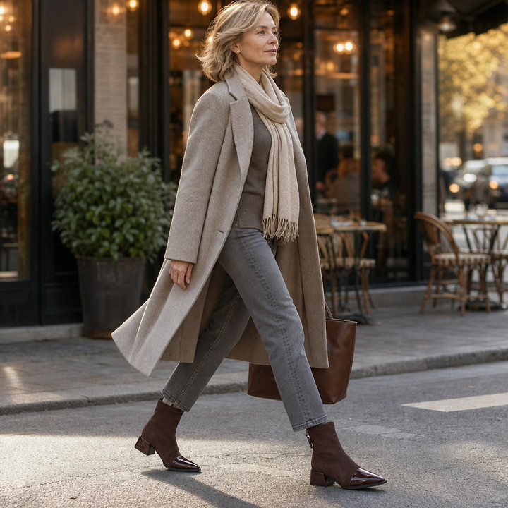 Solvera – Pointed-Toe Chunky Heel Ankle Boots