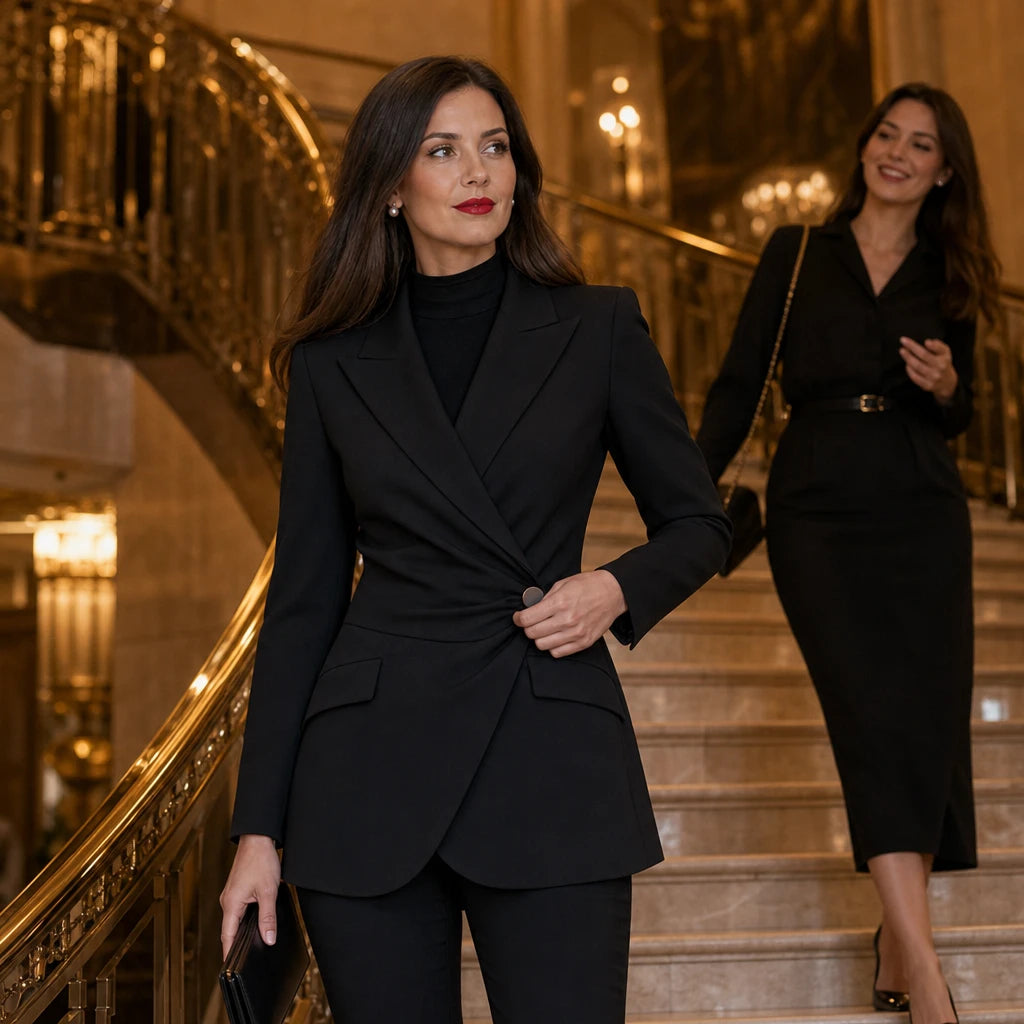 Velaire – Asymmetrical Wrap Linen-Look Blazer