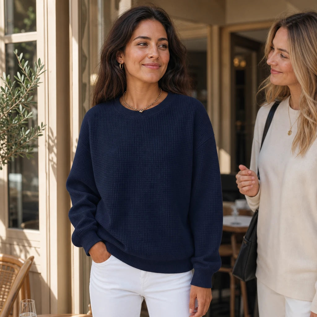 Waffle & Wear – Waffle-Knit Crew-Neck Top