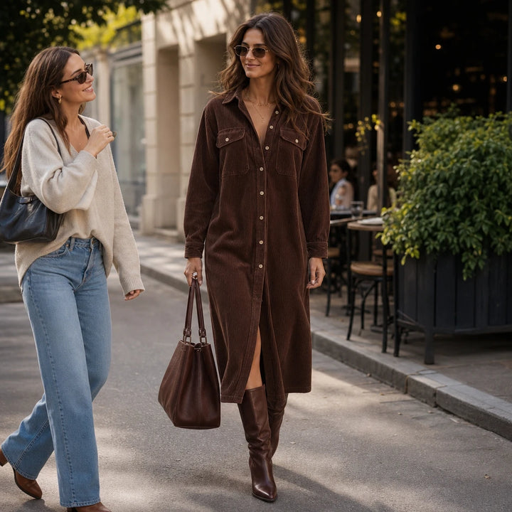 Fallora – Button-Front Fall Shirt Dress