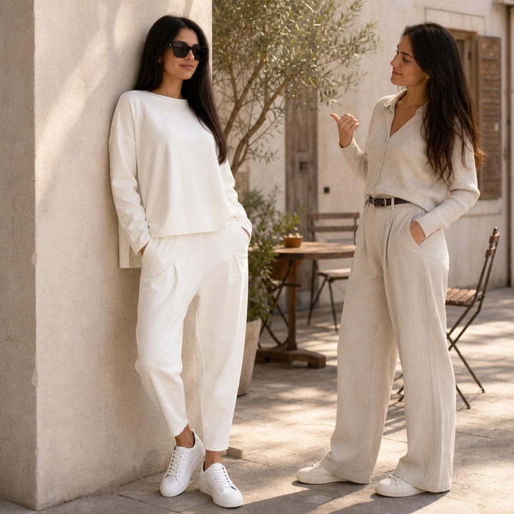 Wearbella – Pleated Wide-Leg Loungewear Set