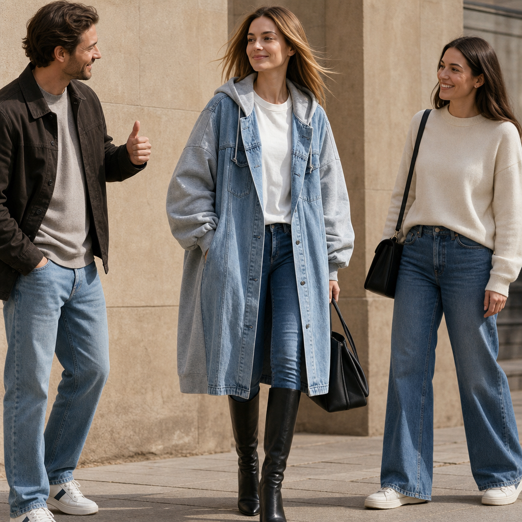 Denimova – Washed Denim And Hooded Sweatshirt Jacket