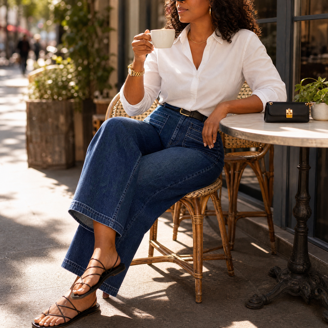 Vellora – Women's Patch-Pocket Wide-Leg Jeans