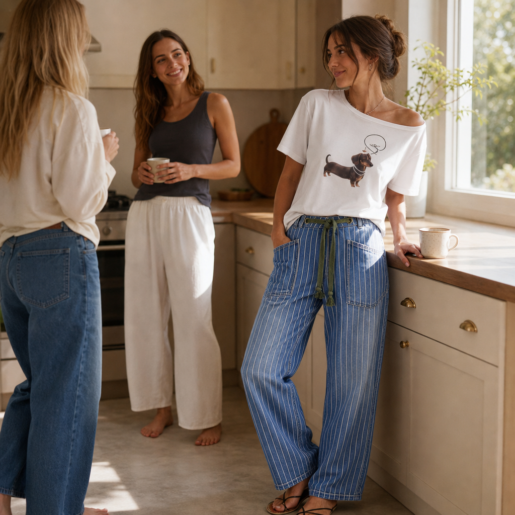 Longleg Denim Co. – Wide-Leg Drawstring Denim look Pants