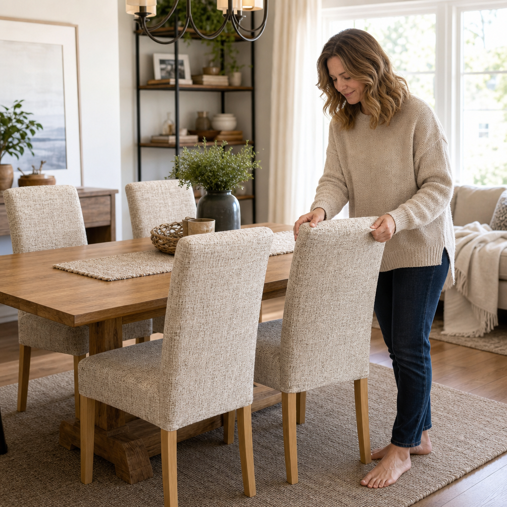 Snugback – Plaid Stretch Dining Chair Cover