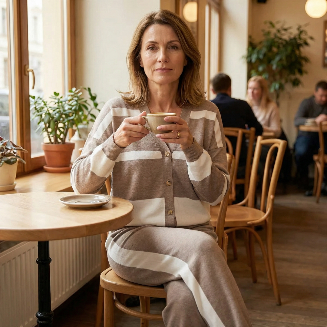 Lunessa™ – Striped Knit Cardigan and Pants Set