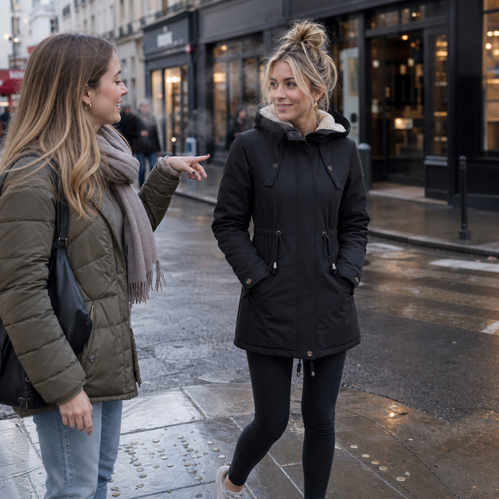 Warmbella – Fleece-Lined Waist-Defining Padded Parka