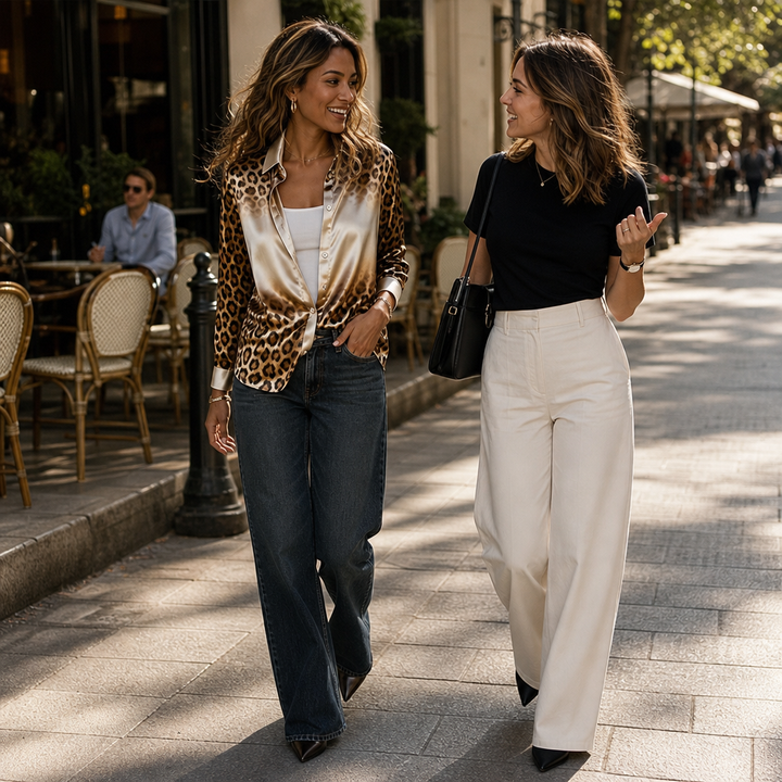 Ombré Muse – Ombré Leopard-Print Satin Shirt