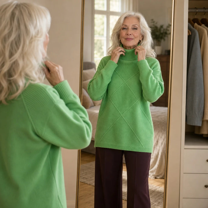 Argylelle – Diamond-Knit Turtleneck Sweater