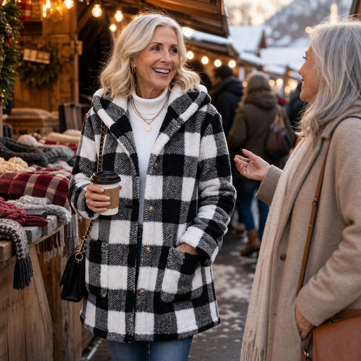 PlaidHaven – Buffalo Plaid Hooded Fleece Coat