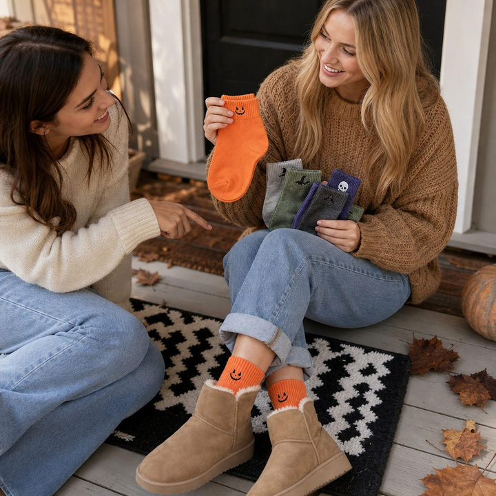 Cuffette – Embroidered Non-Slip Halloween Crew Socks