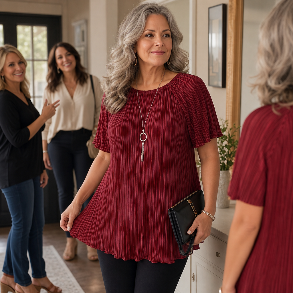 Wearbella – Pleated Wide-Fit Button-Up Blouse
