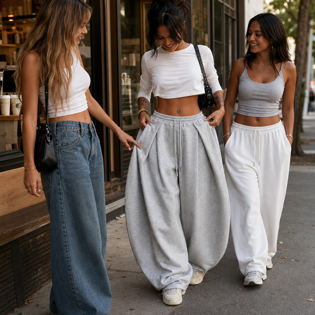 Wearbella – Pleated High-Waist Wide-Leg Sweatpants