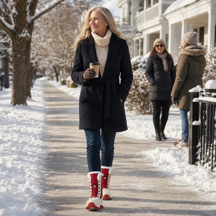 Snowver – Color-Block Faux Fur Trim Winter Boots