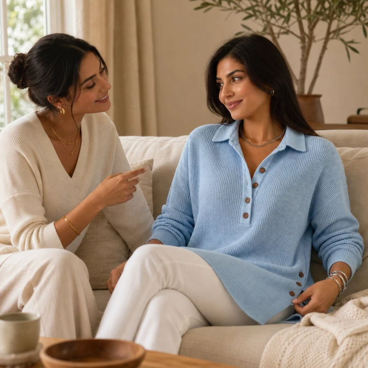 Waffle & Wear – Long-Sleeve Waffle-Knit Tunic Sweater