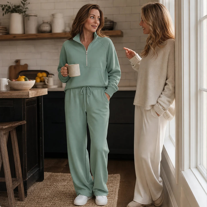 Easewell – Half-Zip Top And Wide-Leg Trouser Set