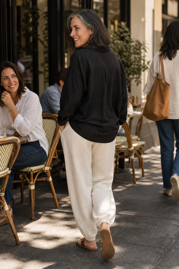 Verlyne – Relaxed Button-Front Shirt And Draped Pants Set