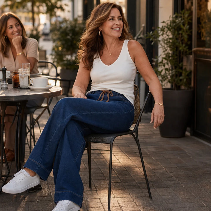 Tielora – Drawstring Waist Wide-Leg Jeans