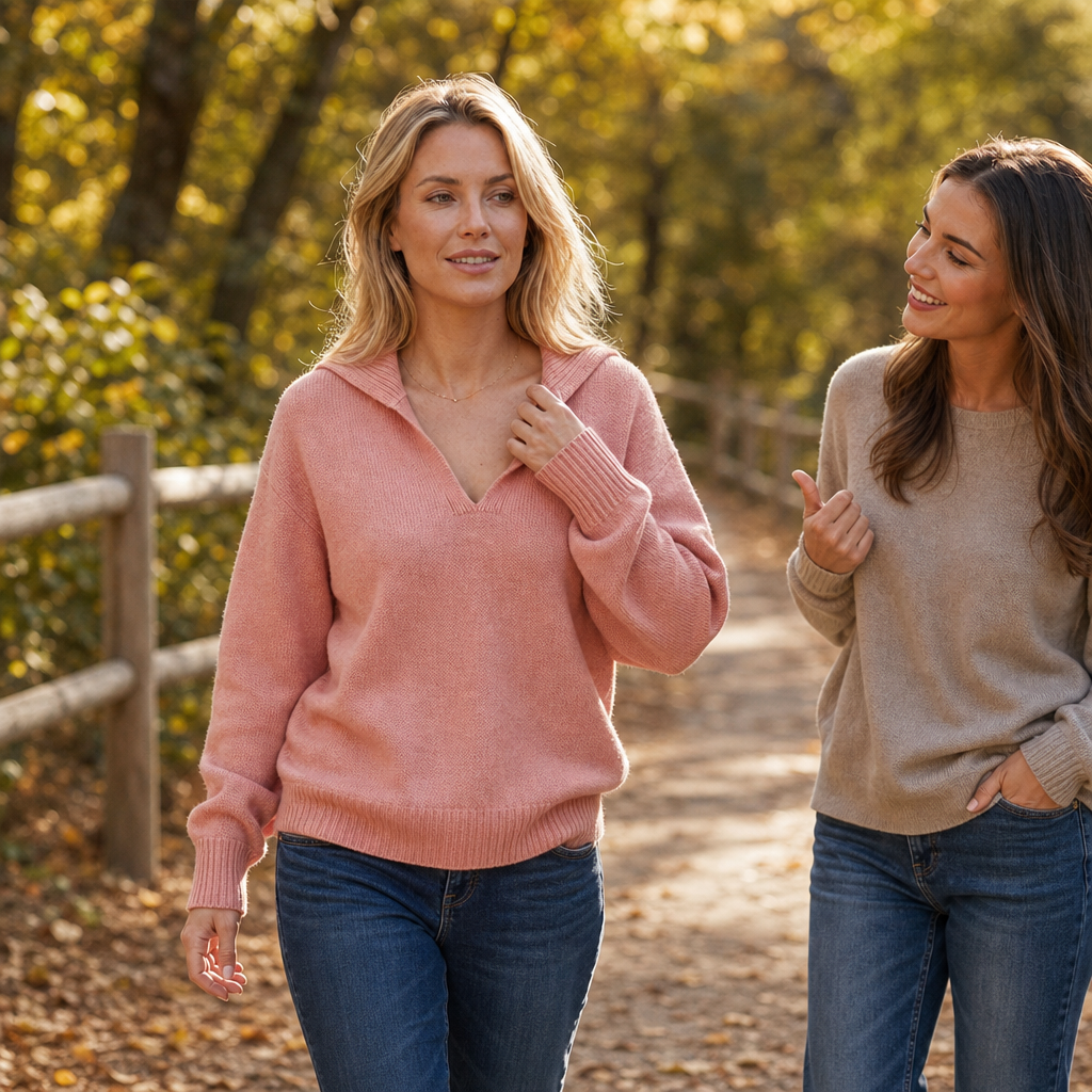 Lapella – Lapel Collar V-Neck Sweater