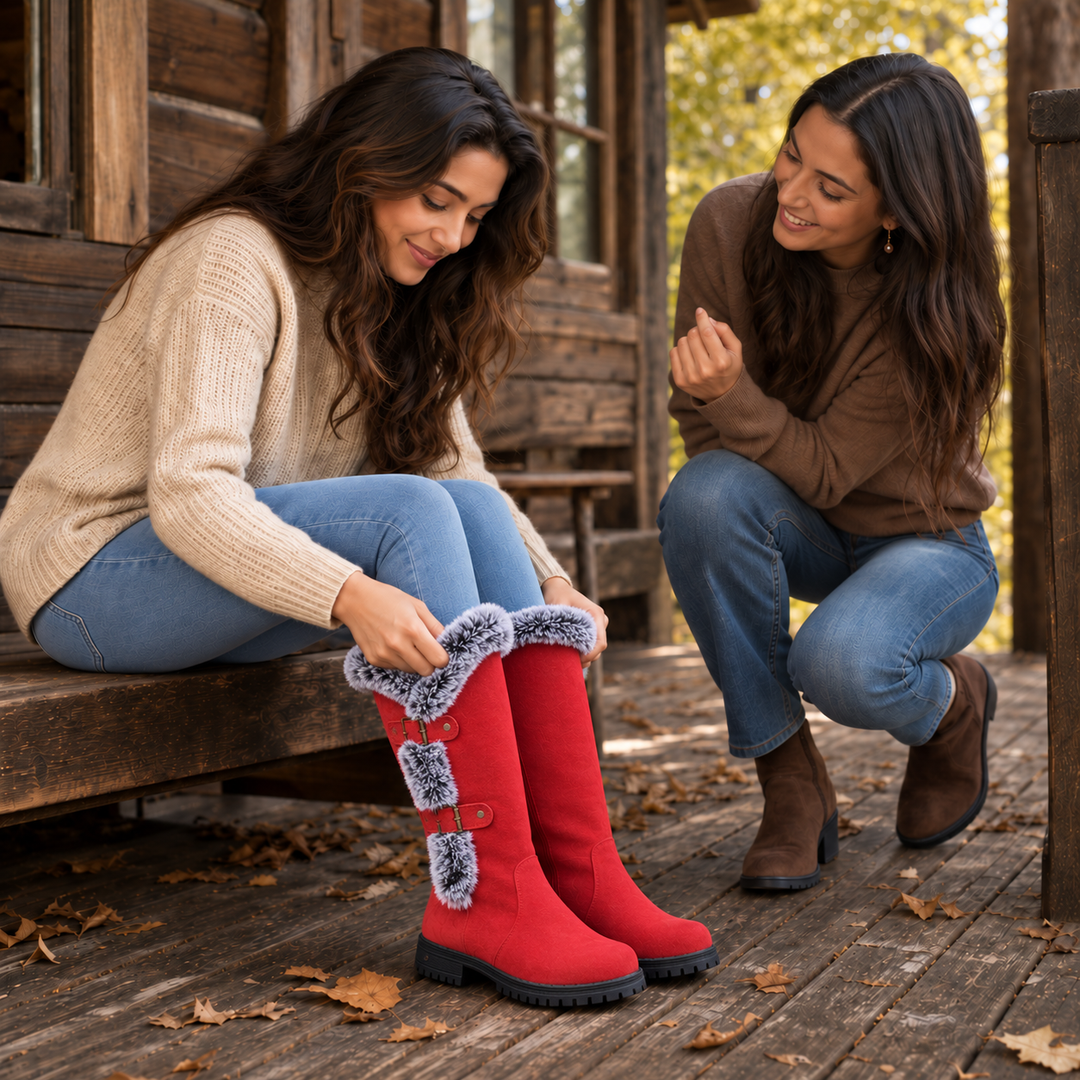 Frostella – Fur-Trimmed Suede Knee-High Winter Boots