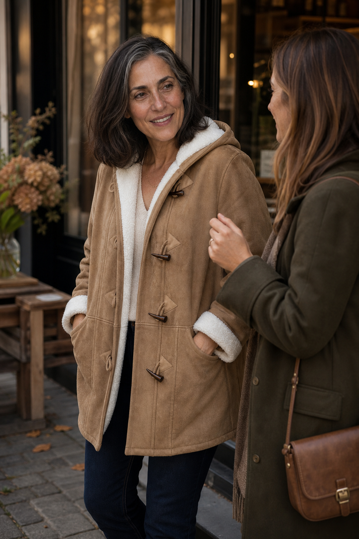 Suedeluxe – Hooded Faux Suede Coat With Plush Lining