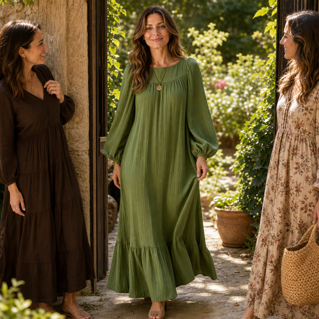 Wearbella – Oversized Bishop Sleeve Boho Maxi Dress